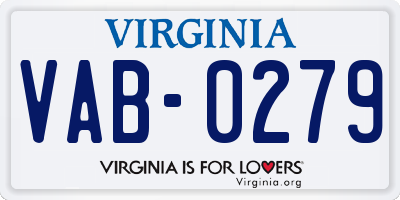 VA license plate VAB0279