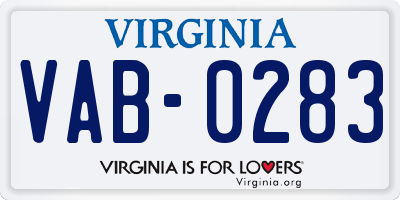 VA license plate VAB0283