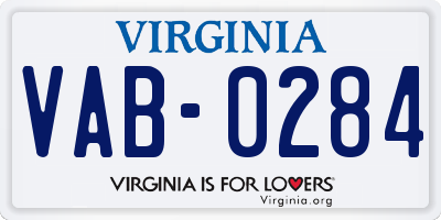 VA license plate VAB0284