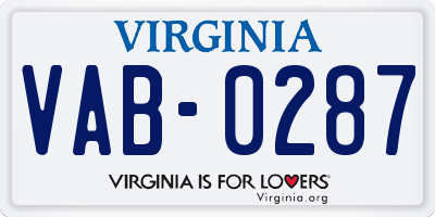VA license plate VAB0287