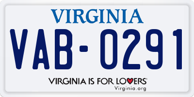 VA license plate VAB0291