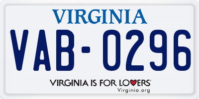 VA license plate VAB0296