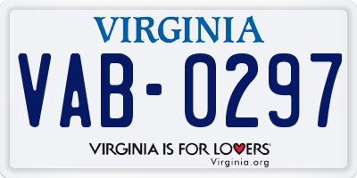 VA license plate VAB0297