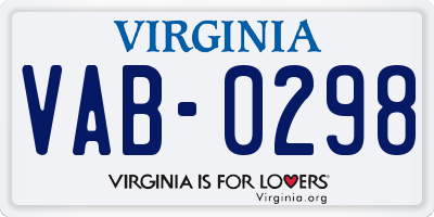VA license plate VAB0298
