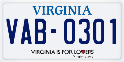 VA license plate VAB0301