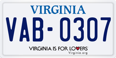 VA license plate VAB0307