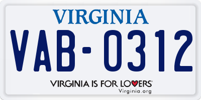 VA license plate VAB0312