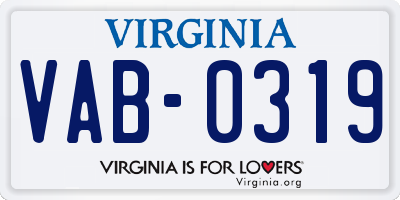 VA license plate VAB0319