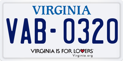 VA license plate VAB0320