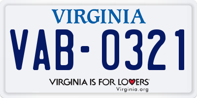 VA license plate VAB0321