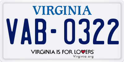 VA license plate VAB0322