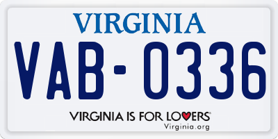 VA license plate VAB0336