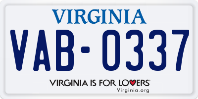 VA license plate VAB0337