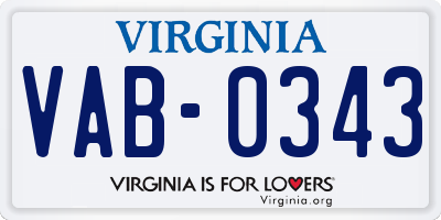 VA license plate VAB0343