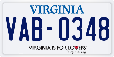 VA license plate VAB0348