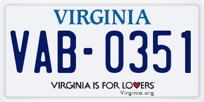 VA license plate VAB0351
