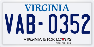 VA license plate VAB0352