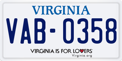 VA license plate VAB0358