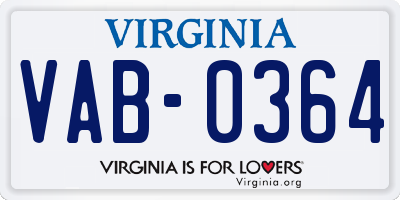 VA license plate VAB0364