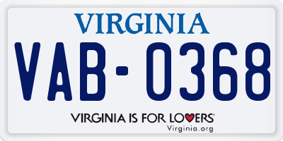 VA license plate VAB0368
