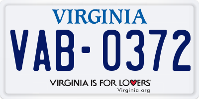 VA license plate VAB0372