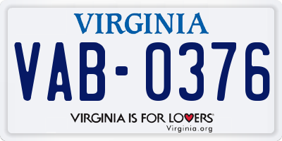 VA license plate VAB0376