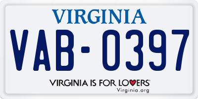 VA license plate VAB0397