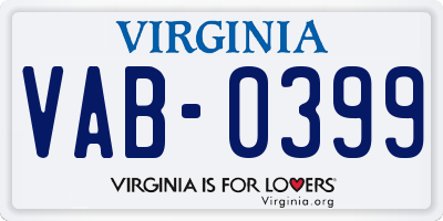 VA license plate VAB0399