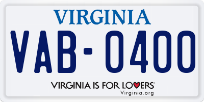 VA license plate VAB0400