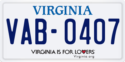 VA license plate VAB0407