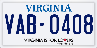 VA license plate VAB0408