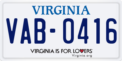 VA license plate VAB0416