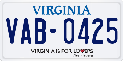 VA license plate VAB0425