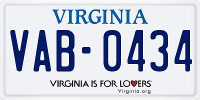 VA license plate VAB0434