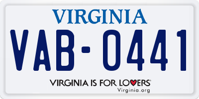 VA license plate VAB0441