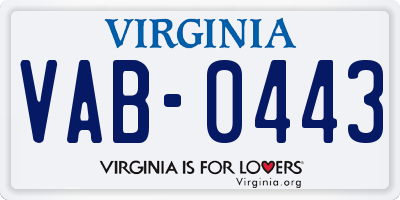 VA license plate VAB0443