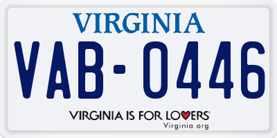 VA license plate VAB0446