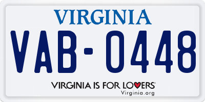 VA license plate VAB0448