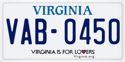 VA license plate VAB0450