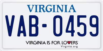 VA license plate VAB0459