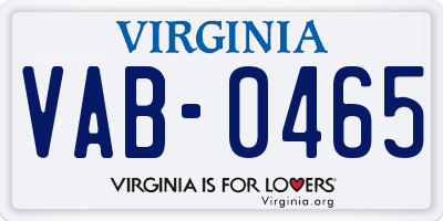VA license plate VAB0465
