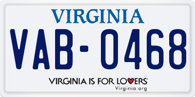 VA license plate VAB0468