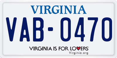 VA license plate VAB0470