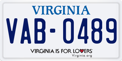 VA license plate VAB0489