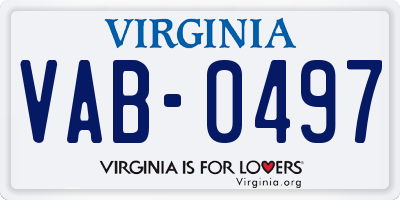 VA license plate VAB0497