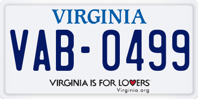 VA license plate VAB0499