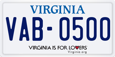 VA license plate VAB0500