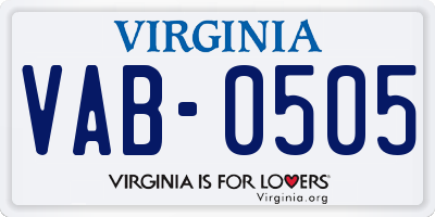 VA license plate VAB0505