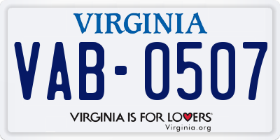 VA license plate VAB0507