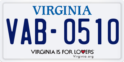 VA license plate VAB0510